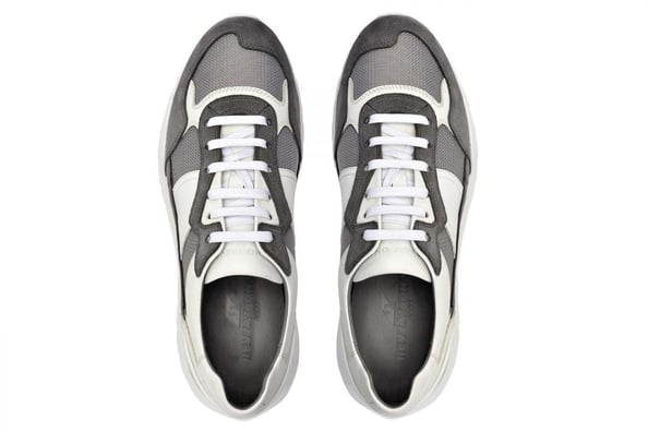 Beyaz Bağcıklı Gri Süet Detaylı Yüksek Taban Erkek Sneaker  Ayakkabı