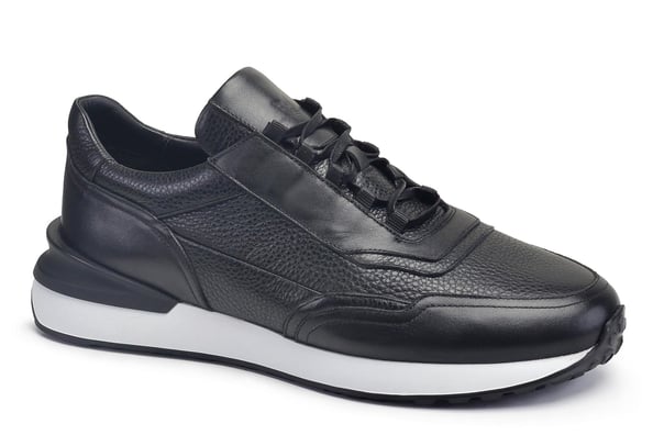 Siyah Bağcıklı Beyaz Taban Günlük Sneaker Erkek Ayakkabı