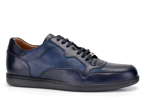 Hakiki Deri Lacivert Sneaker Erkek Ayakkabı -10739-