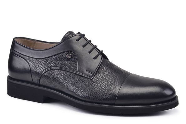 Hakiki Deri Siyah Günlük Bağcıklı Erkek Ayakkabı -8353-