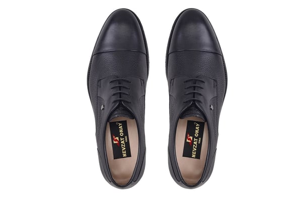 Hakiki Deri Siyah Günlük Bağcıklı Erkek Ayakkabı -8353-