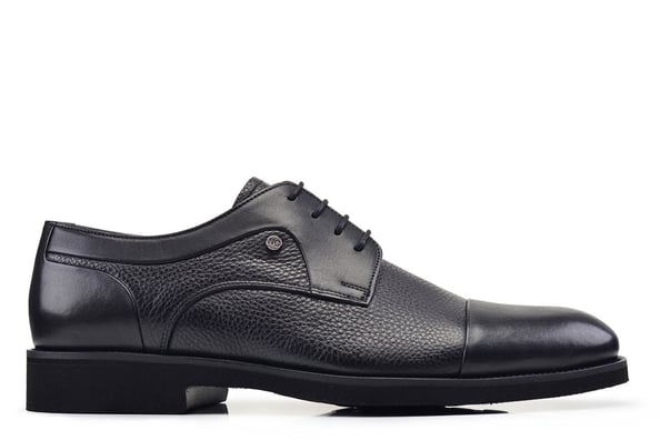 Hakiki Deri Siyah Günlük Bağcıklı Erkek Ayakkabı -8353-