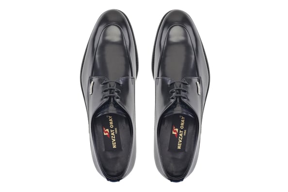 Hakiki Deri Siyah Klasik Bağcıklı Kösele Erkek Ayakkabı -10017-