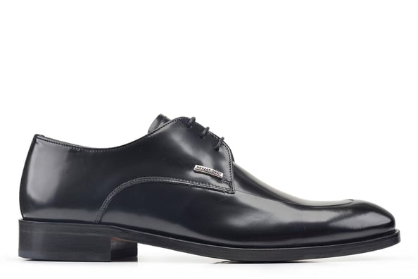 Hakiki Deri Siyah Klasik Bağcıklı Kösele Erkek Ayakkabı -10017-