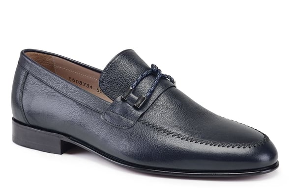 Lacivert Klasik Loafer Kösele Erkek Ayakkabı -10933-