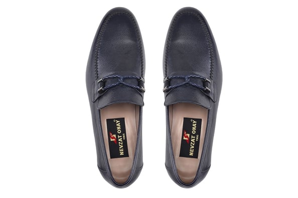 Lacivert Klasik Loafer Kösele Erkek Ayakkabı -10933-