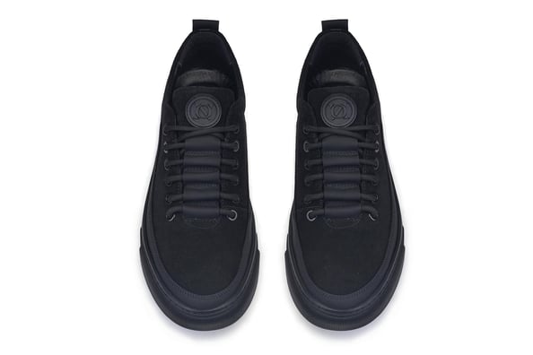 Siyah Antik Ve Süet Deri Birleşimi Bağcıklı Casual Sneaker Erkek Ayakkabı