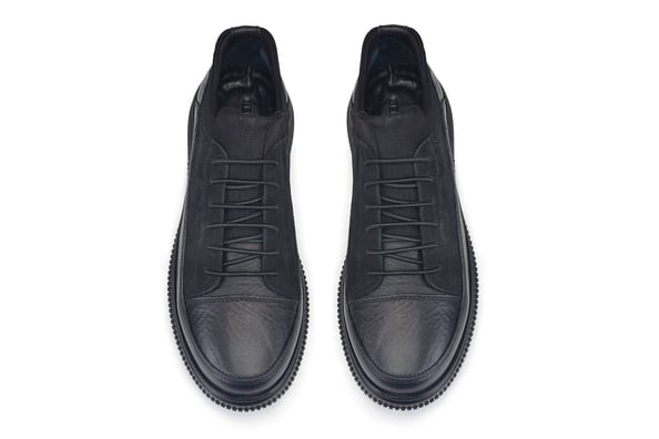 Siyah Nubuk Antik Deri Bağcıklı Erkek Sneaker | Nevzat Onay