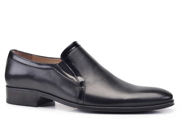 Siyah Parlak Şerit Detaylı Neolit Tabanlı Loafer Erkek Ayakkabı