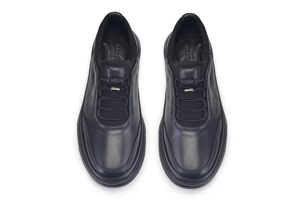 Siyah Lastik Bağcıklı Casual Stil Erkek Sneaker Ayakkabı