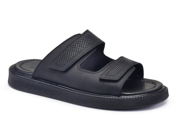 Siyah ikili Cırt Detaylı Erkek Terlik