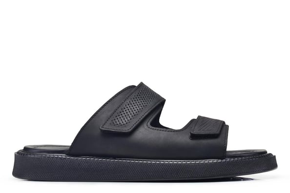 Siyah ikili Cırt Detaylı Erkek Terlik