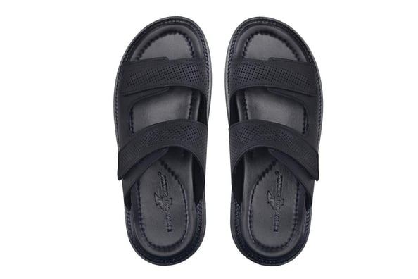 Siyah ikili Cırt Detaylı Erkek Terlik