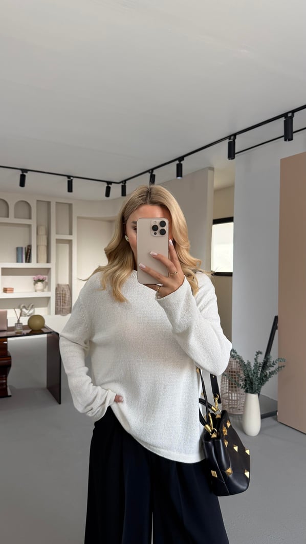 Premium Ekru Oversize Merserize Triko