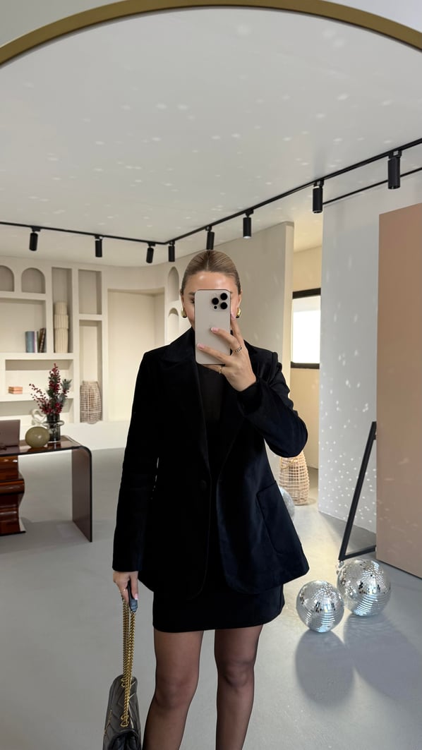 Kadife Siyah Blazer Ceket