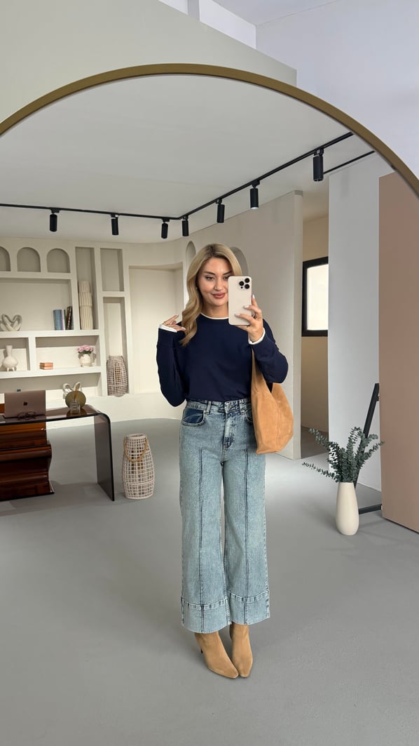 Premium Seri Önden Dikişli Eskitme Yıkamalı Jean