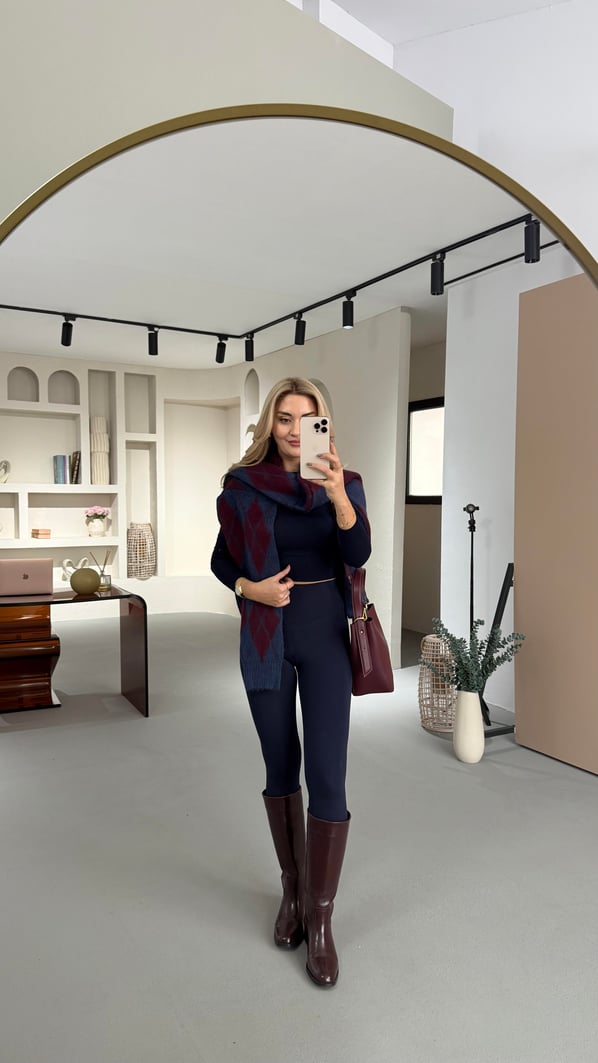 Premium Seri İçi Şardonlu Lacivert Tayt