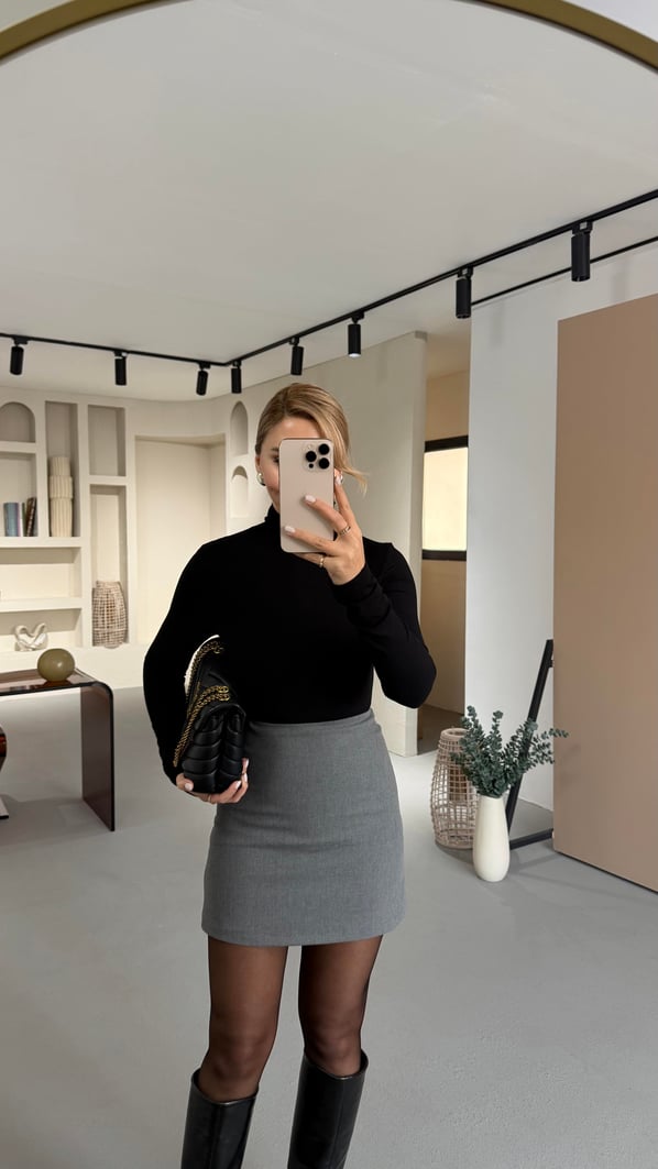 Premium Seri Gri Mini Etek