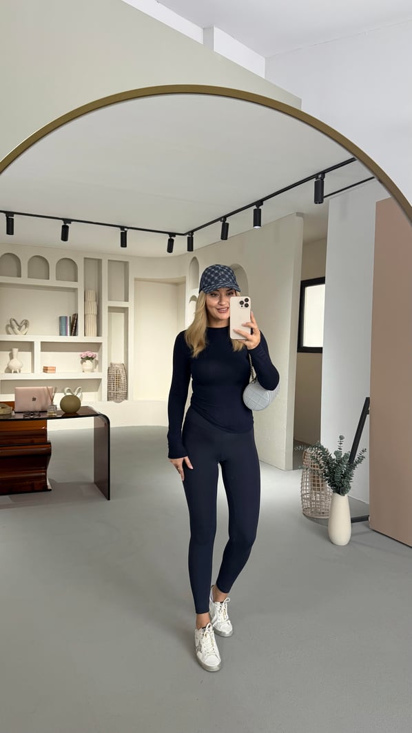 Premium Seri Toparlayıcı Etkili Lacivert Modal Tayt