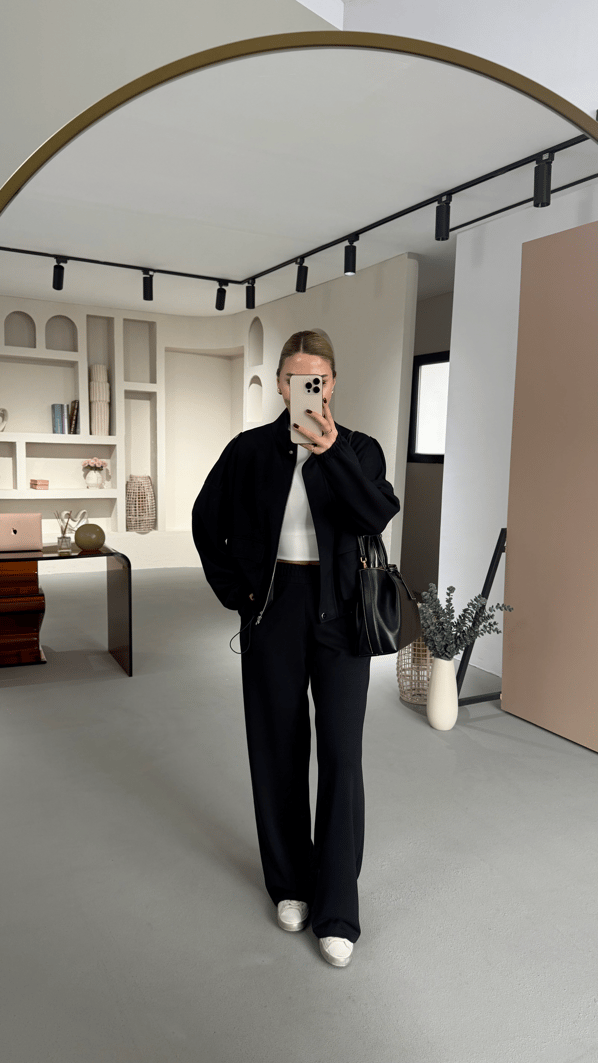 Körük Cep Detay Modal Siyah Takım