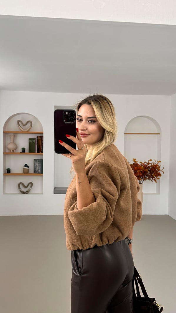 Balon Kol Camel Bomber Kaşe Ceket