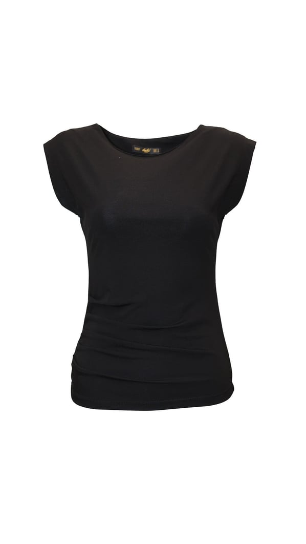 Bel Drape Siyah Modal Bluz