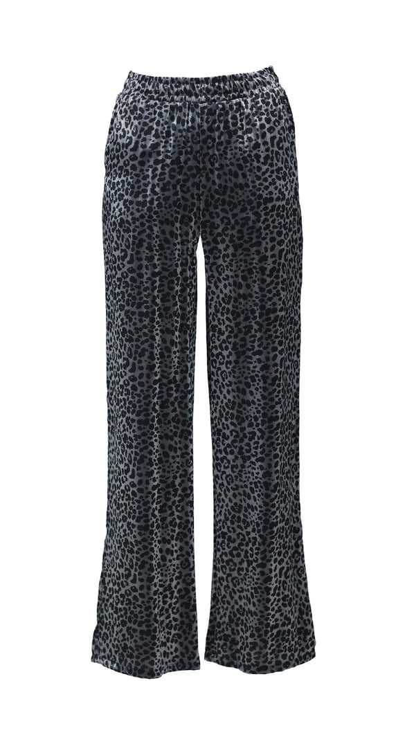 Bel lastikli Leopar Desen Saten Pantolon