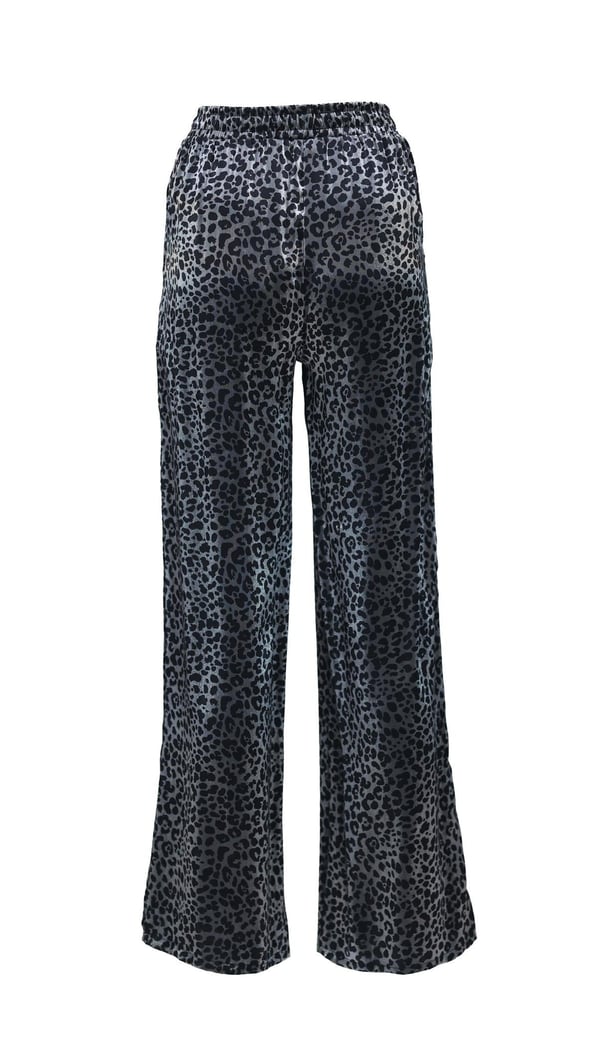 Bel lastikli Leopar Desen Saten Pantolon