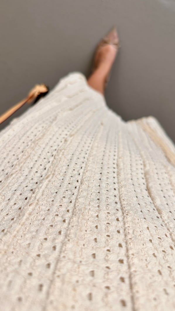 Bel Lastikli Natural Fistolu Asimetrik Çan Elbise