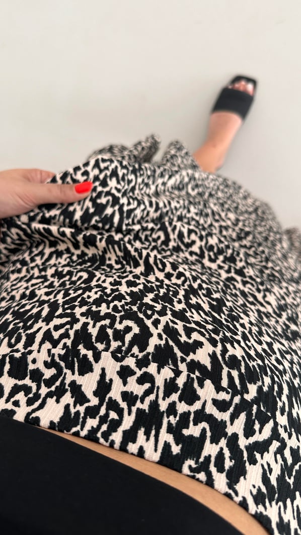 Beli Lastikli Asimetrik Leopar Etek