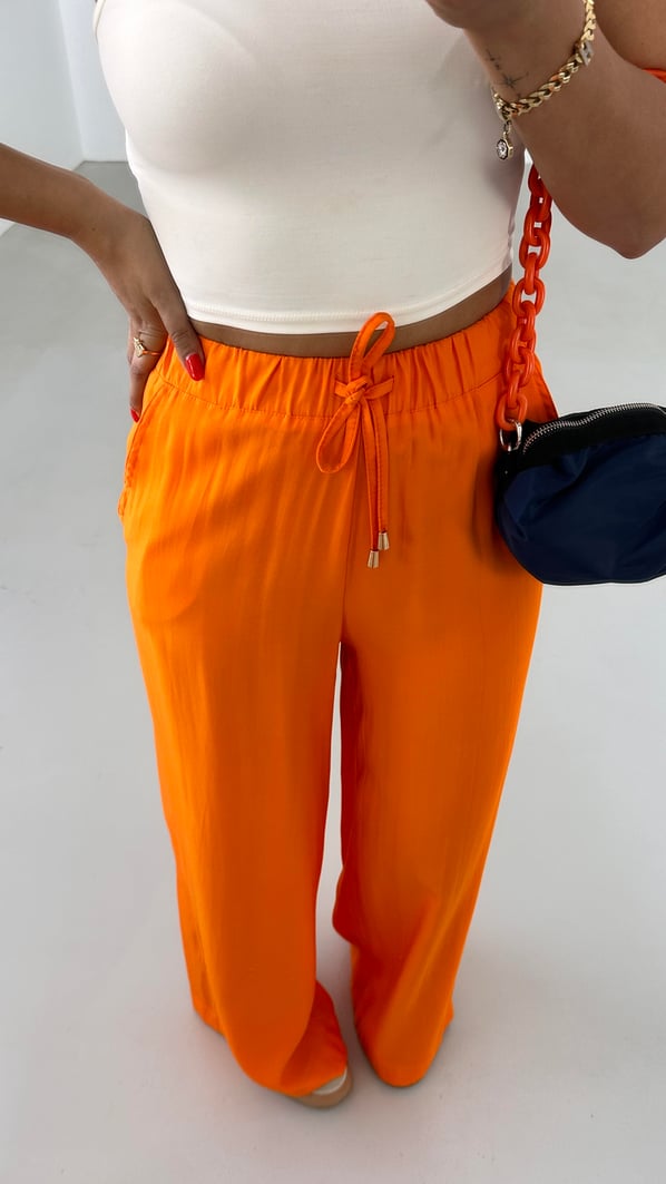 Beli Lastikli Orange Bol Tensel Pantolon
