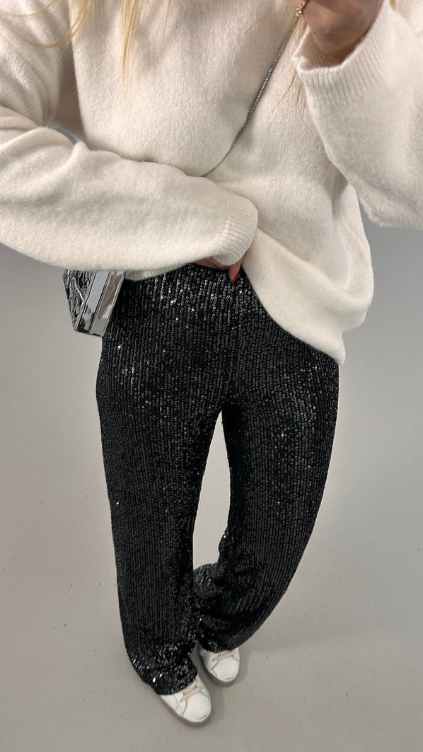 Beli Lastikli Pul Payet Silver Bol Pantolon