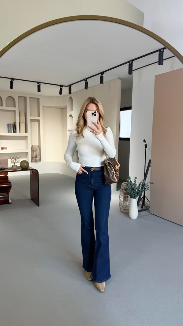 Premium Seri İspanyol Paça Lacivert Jean