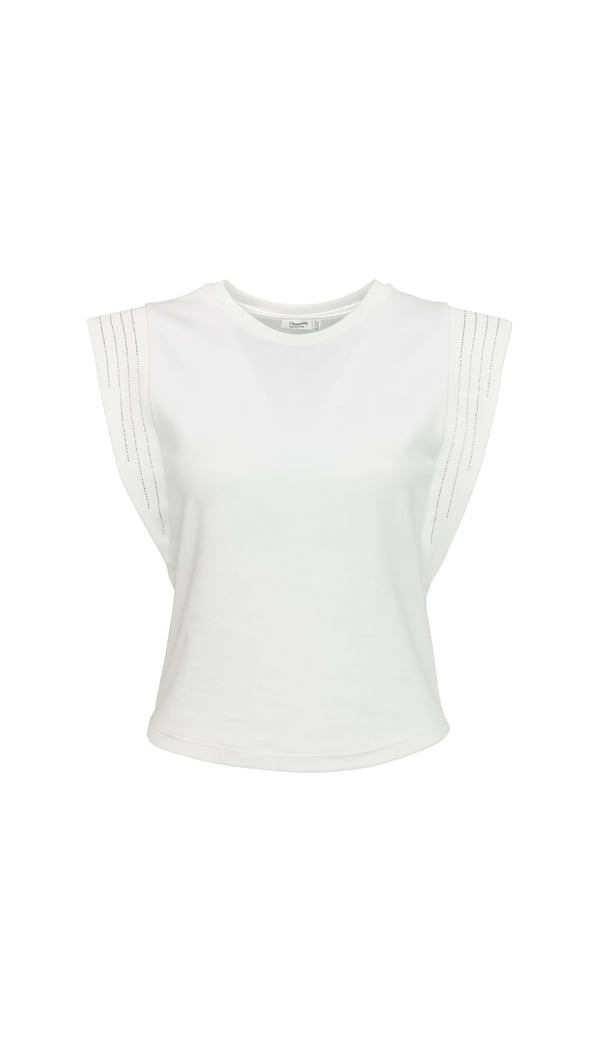 Omuz Taş Detay T Kol Ekru Tshirt