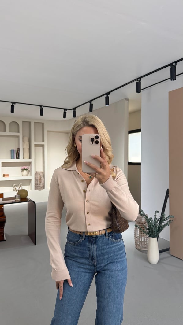 Premium Seri Polo Yaka Taş Yumuşak Dokulu Hırka