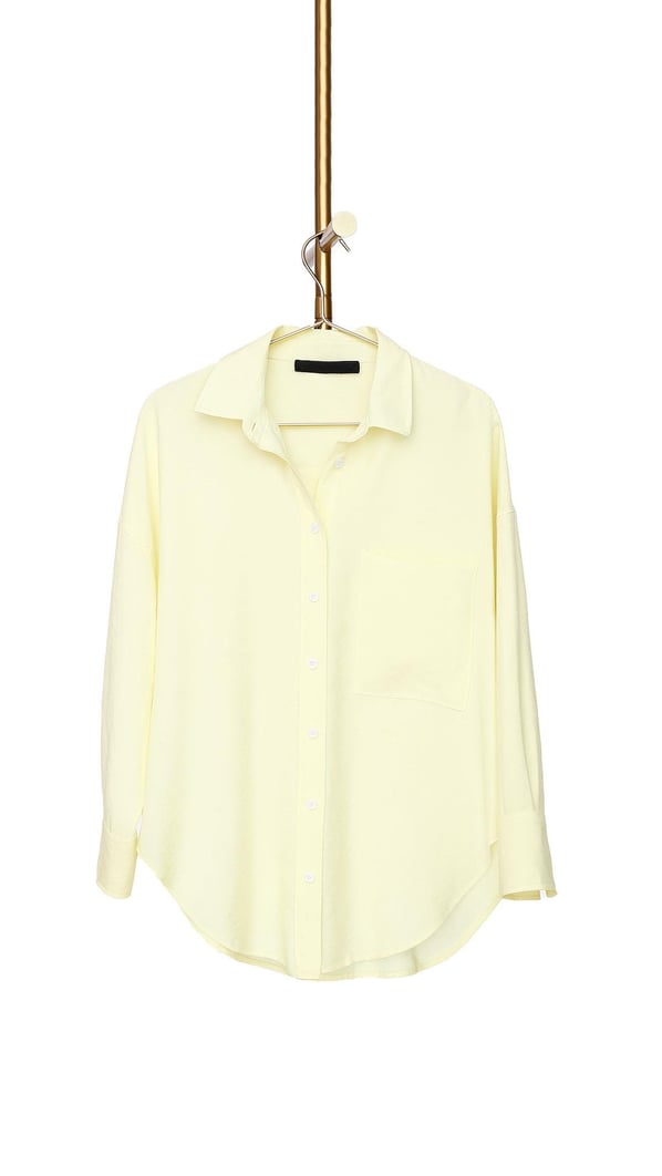 Cep Detay Yırtmaçlı Sarı Gömlek