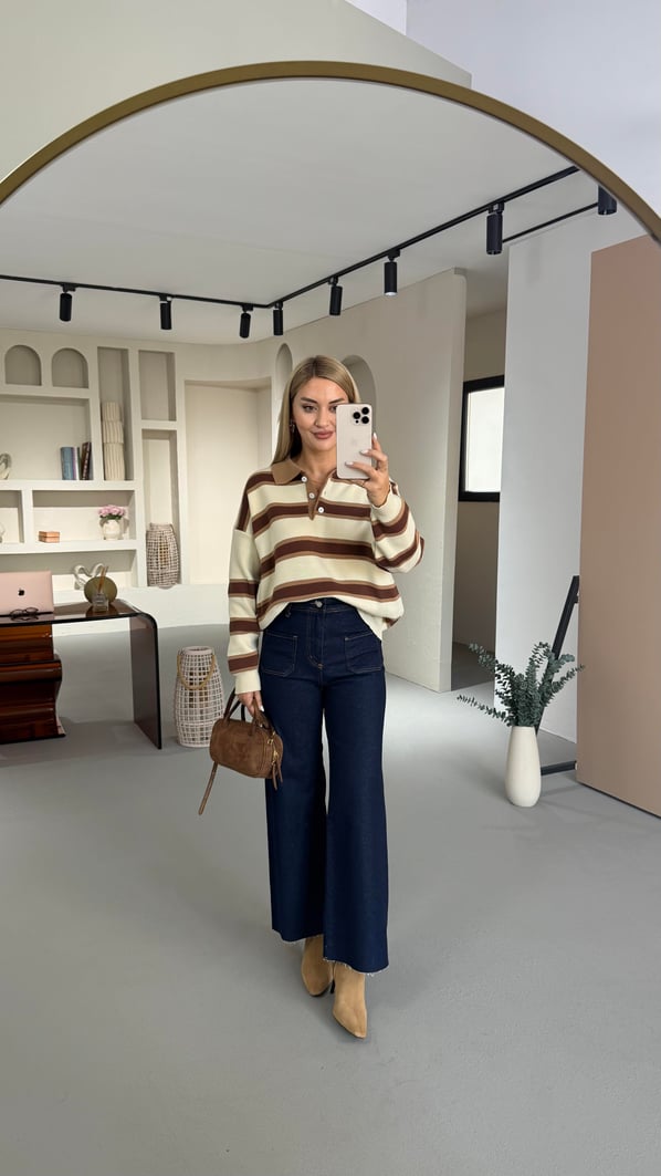 Premium Seri Cep Detay Lacivert Kesik Paça Jean