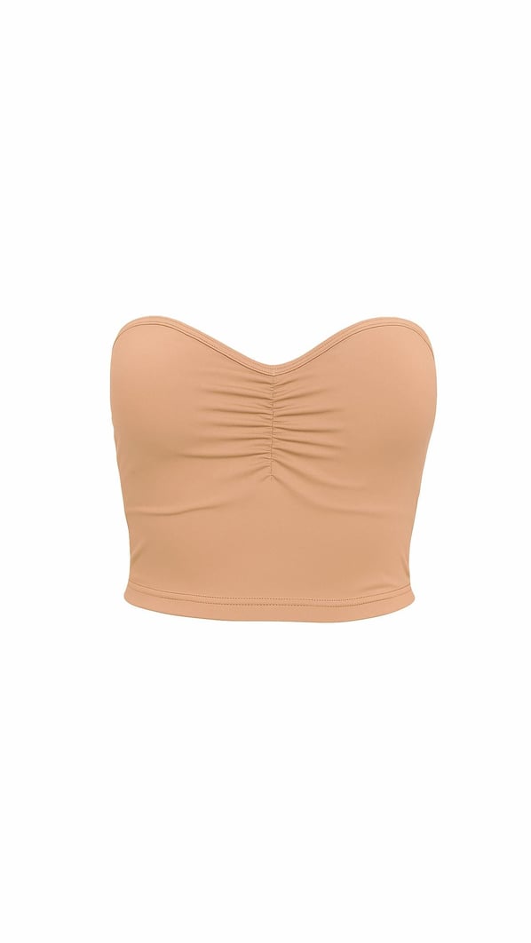 Drape Detay Göğüs Kaplı Ten Büstiyer