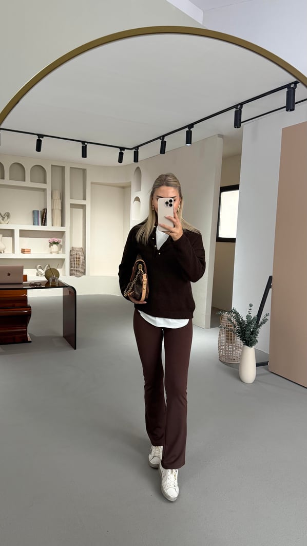 Premium Seri Kahve Flare Modal Tayt