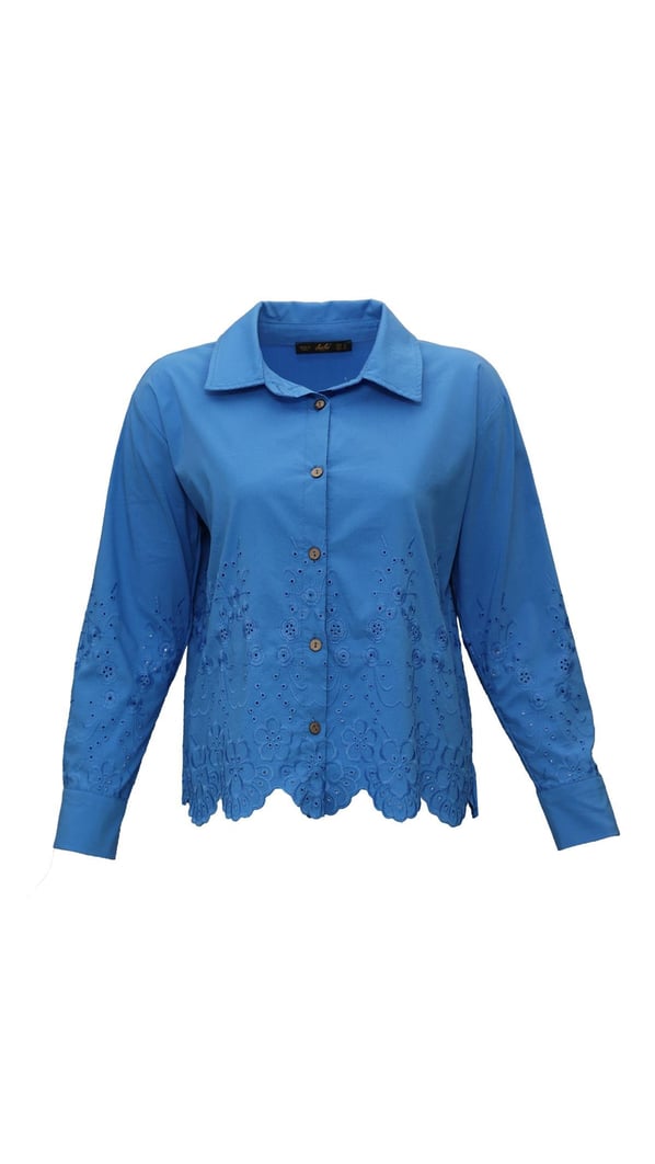 Fisto Detay Mavi Poplin Gömlek