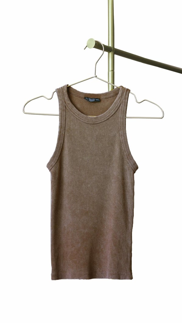 Halter Yaka Yıkamalı Kahve Bluz
