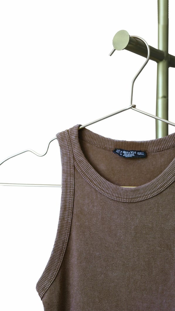 Halter Yaka Yıkamalı Kahve Bluz