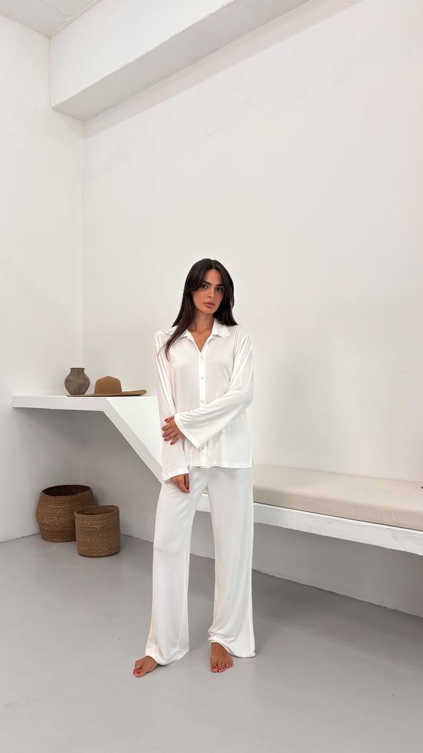 İnce Bel Lastikli Dökümlü Taş Modal Pantolon Pijama