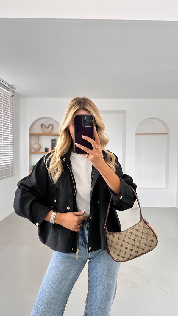 Kapüşonlu Oversize Siyah Trenç