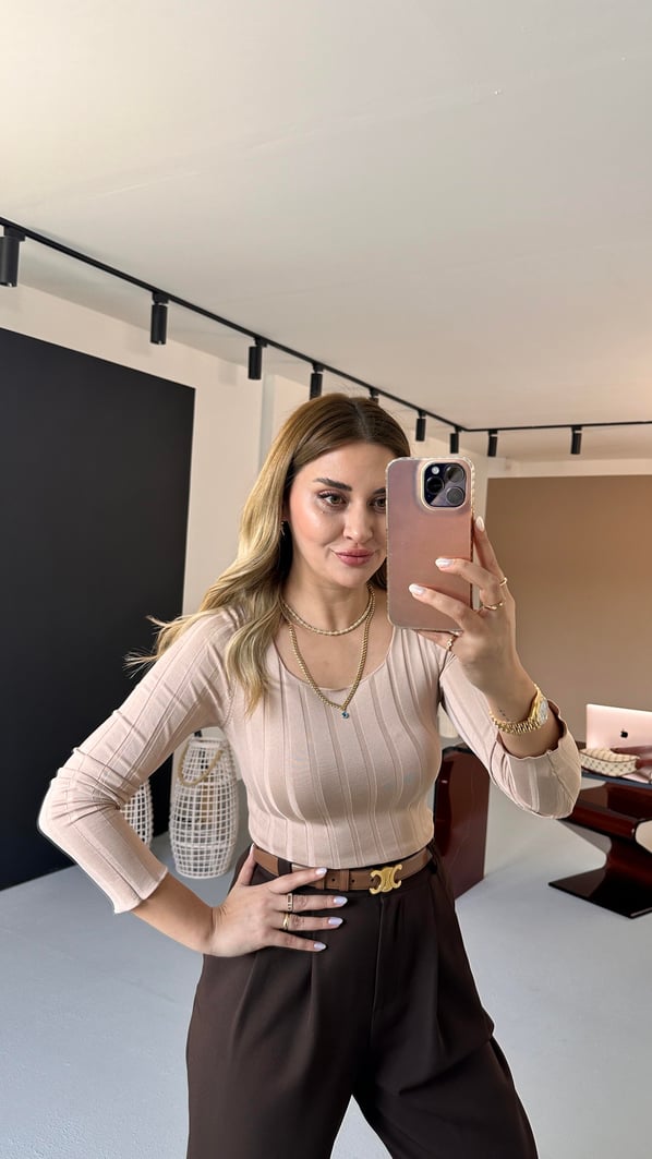 Kare Yaka Vizon Merserize Triko
