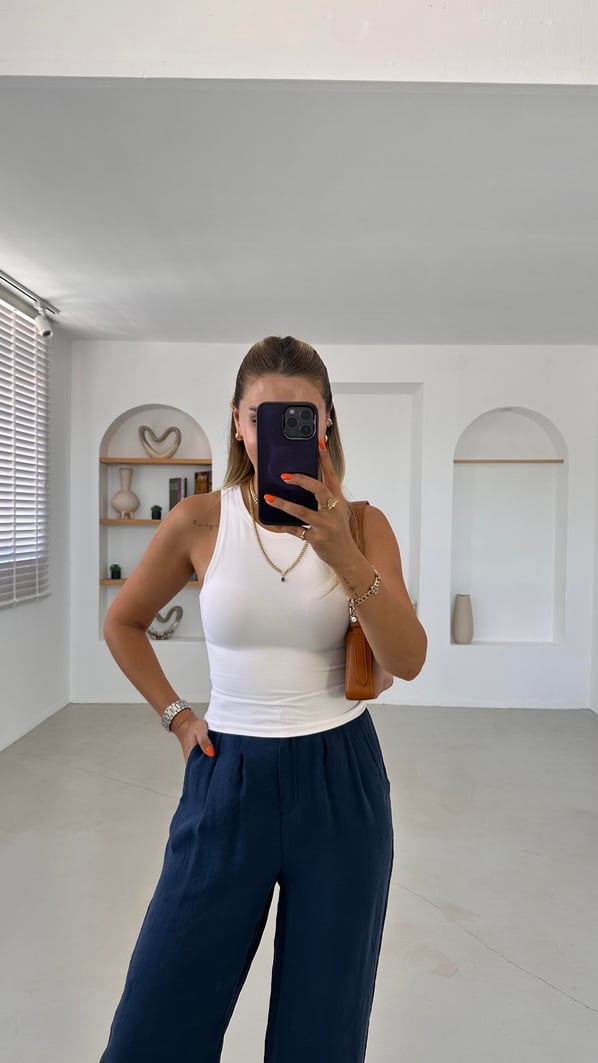 Kaynak Dikiş Beyaz Halter Bluz