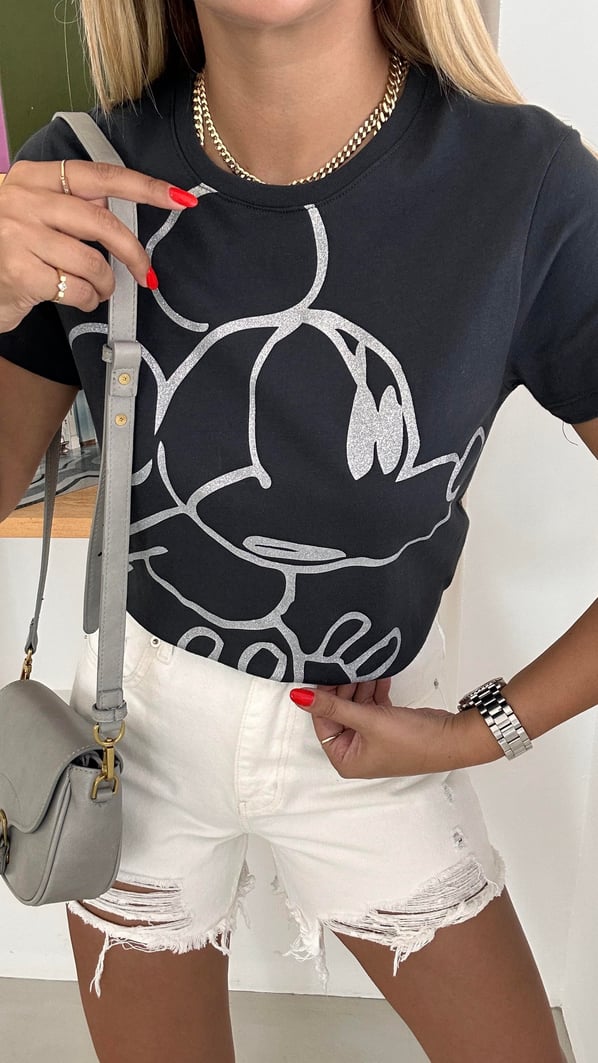 Mıckey Baskılı Antrasit Tshirt