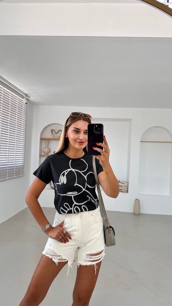 Mıckey Baskılı Antrasit Tshirt