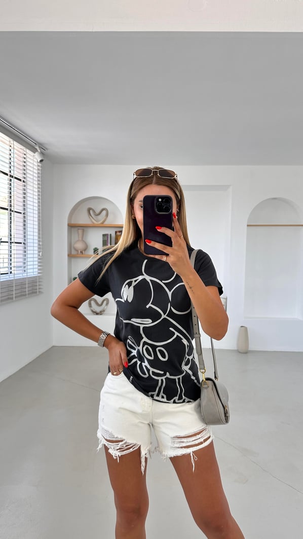 Mıckey Baskılı Antrasit Tshirt