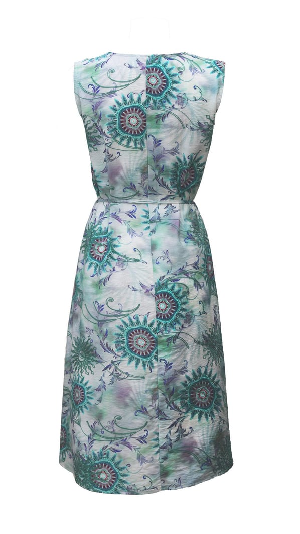 Nakış Detay Desenli Mint Elbise